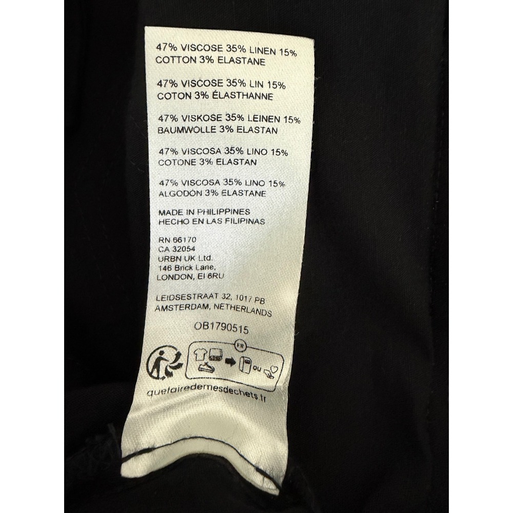 Anthropologie Maeve Wrapped Culotte Jumpsuit Black Sz 6P Linen Blend Utility - Picture 15 of 16
